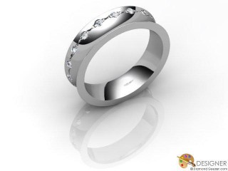 Women's Diamond Platinum Court Wedding Ring-D10345-0101-018L