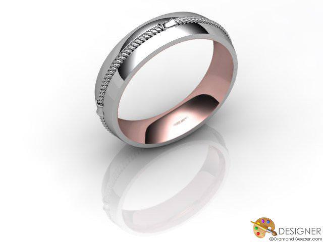 Men's Designer 18ct. White and Rose Gold Court Wedding Ring