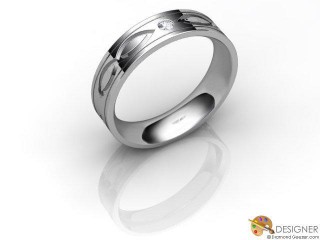 Men's Celtic Style 18ct. White Gold Court Wedding Ring-D10384-0501-005G