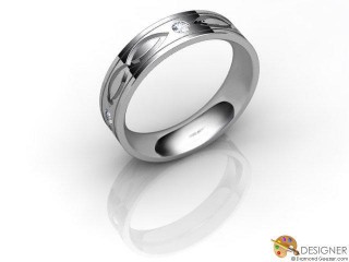 Men's Celtic Style 18ct. White Gold Court Wedding Ring-D10394-0501-004G
