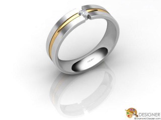 Men's Diamond 18ct. Yellow and White Gold Court Wedding Ring-D10409-2801-001G