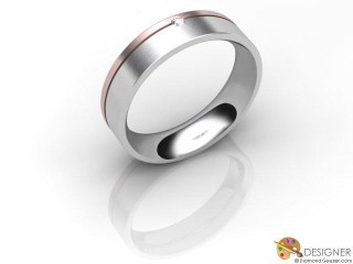 Men's Diamond 18ct. White and Rose Gold Court Wedding Ring-D10413-2403-001G