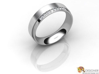 Men's Diamond Platinum Flat-Court Wedding Ring-D10429-0101-010G