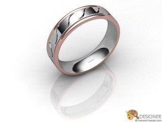 Men's Designer 18ct. White and Rose Gold Flat-Court Wedding Ring-D10466-2401-000G