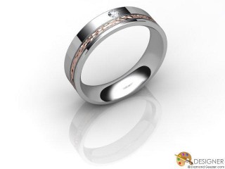 Men's Diamond 18ct. White and Rose Gold Court Wedding Ring-D10476-2408-001G