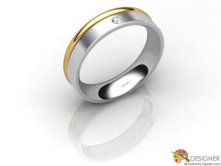 Men's Diamond 18ct. Yellow and White Gold Court Wedding Ring-D10499-2801-001G