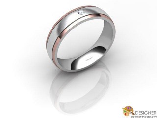 Men's Diamond 18ct. White and Rose Gold Court Wedding Ring-D10500-2403-001G