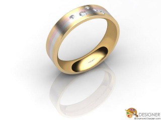 Men's Diamond 18ct. Yellow Rose and White Gold Court Wedding Ring-D10502-3303-005G