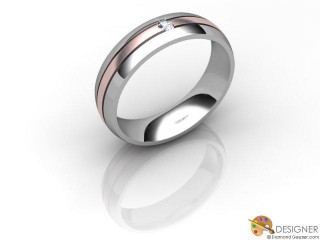 Men's Diamond 18ct. White and Rose Gold Court Wedding Ring-D10507-2403-001G