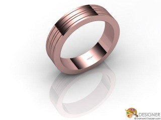 Men's Designer 18ct. Rose Gold Flat-Court Wedding Ring-D10629-0401-000G