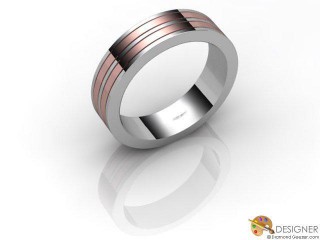 Men's Designer 18ct. White and Rose Gold Flat-Court Wedding Ring-D10629-2401-000G