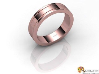 Men's Designer 18ct. Rose Gold Flat-Court Wedding Ring-D10676-0401-000G