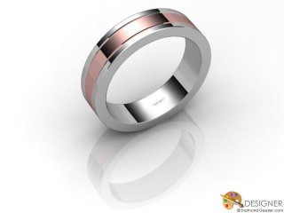Men's Designer 18ct. White and Rose Gold Flat-Court Wedding Ring-D10676-2401-000G