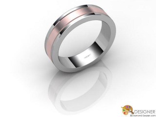 Men's Designer 18ct. White and Rose Gold Flat-Court Wedding Ring-D10676-2403-000G