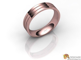 Men's Designer 18ct. Rose Gold Flat-Court Wedding Ring-D10734-0401-000G