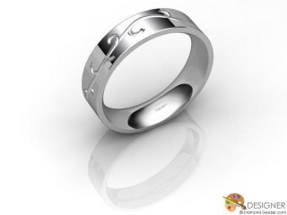 Men's Celtic Style 18ct. White Gold Court Wedding Ring-D10828-0501-000G