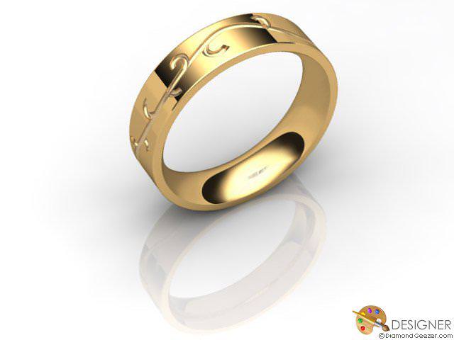 Men's Celtic Style 18ct. Yellow Gold Court Wedding Ring