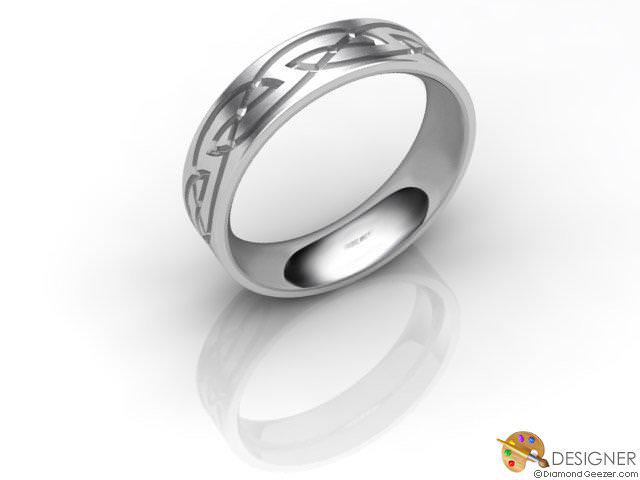 Women's Celtic Style Platinum Court Wedding Ring