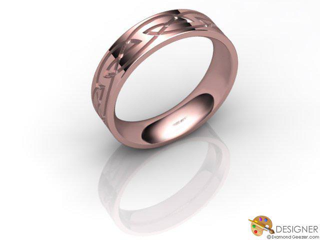 Men's Celtic Style 18ct. Rose Gold Court Wedding Ring