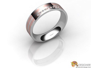 Men's Diamond 18ct. White and Rose Gold Court Wedding Ring-D10903-2401-009G