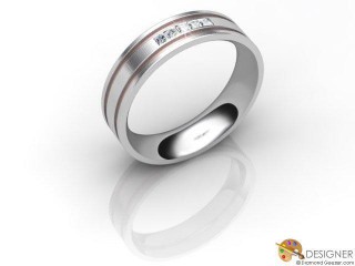 Men's Diamond 18ct. White and Rose Gold Court Wedding Ring-D10915-2403-005G