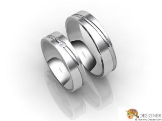 His and Hers Matching Set 18ct. White Gold Court Wedding Ring-D20100-0503-005P