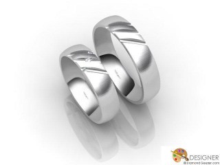 His and Hers Matching Set Platinum Court Wedding Ring-D20107-0103-003P