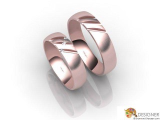 His and Hers Matching Set 18ct. Rose Gold Court Wedding Ring-D20107-0403-003P