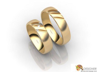 His and Hers Matching Set 18ct. Yellow Gold Court Wedding Ring-D20107-1803-003P