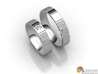 His and Hers Matching Set Platinum Flat-Court Wedding Ring-D20108-0108-001P