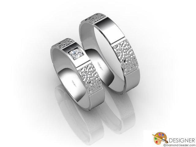 His and Hers Matching Set Platinum Flat-Court Wedding Ring