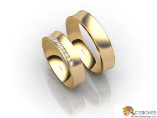 His and Hers Matching Set 18ct. Yellow Gold Court Wedding Ring-D20109-1803-010P