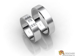 His and Hers Matching Set 18ct. White Gold Flat-Court Wedding Ring-D20110-0503-007P