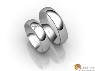 His and Hers Matching Set Platinum Court Wedding Ring-D20115-0101-001P