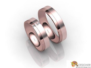 His and Hers Matching Set 18ct. Rose Gold Flat-Court Wedding Ring-D20123-0401-003P