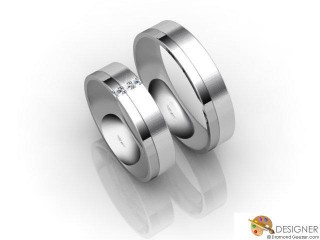 His and Hers Matching Set 18ct. White Gold Flat-Court Wedding Ring-D20123-0501-003P
