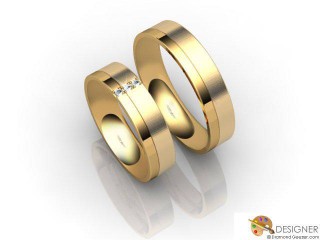 His and Hers Matching Set 18ct. Yellow Gold Flat-Court Wedding Ring-D20123-1801-003P