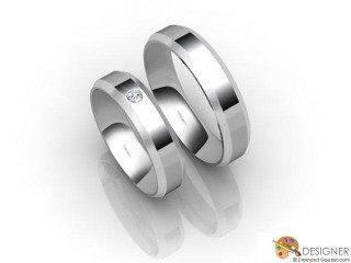 His and Hers Matching Set Platinum Flat-Court Wedding Ring-D20126-0103-001P