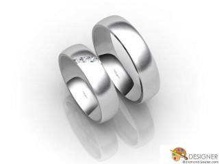 His and Hers Matching Set 18ct. White Gold Court Wedding Ring-D20134-0501-003P
