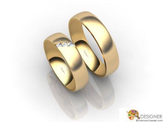 His and Hers Matching Set 18ct. Yellow Gold Court Wedding Ring-D20134-1801-003P