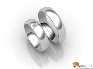 His and Hers Matching Set Platinum Court Wedding Ring-D20140-0103-001P