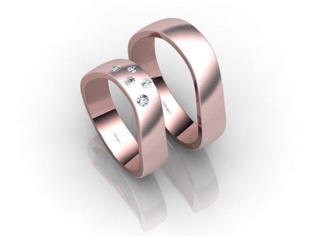 His and Hers Matching Set 18ct. Rose Gold Court Wedding Ring