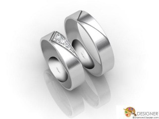 His and Hers Matching Set 18ct. White Gold Court Wedding Ring-D20156-0501-007P