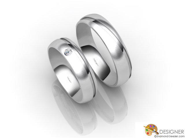 His and Hers Matching Set Platinum Court Wedding Ring
