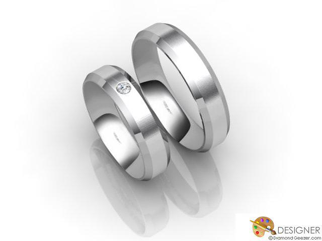 His and Hers Matching Set Platinum Flat-Court Wedding Ring