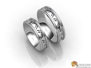 His and Hers Matching Set 18ct. White Gold Court Wedding Ring-D20166-0501-000P