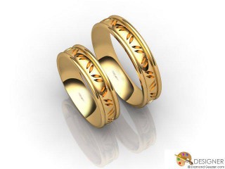 His and Hers Matching Set 18ct. Yellow Gold Court Wedding Ring-D20166-1801-000P