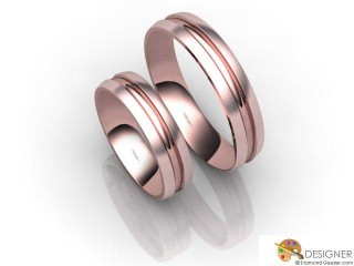 His and Hers Matching Set 18ct. Rose Gold Court Wedding Ring-D20168-0401-000P