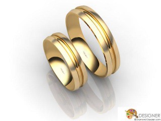 His and Hers Matching Set 18ct. Yellow Gold Court Wedding Ring-D20168-1801-000P