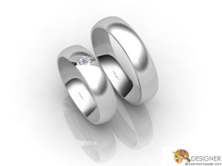 His and Hers Matching Set Platinum Court Wedding Ring-D20171-0103-001P